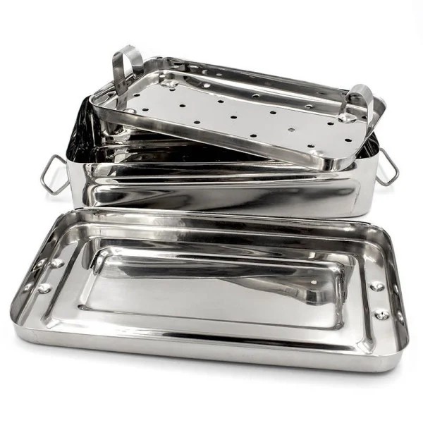 05877. Кип'ятильник-стерилізатор з перфорованим піддоном, прямокутний, нержавіюча сталь, з ручками, 220 мм х 100 мм х 70 мм, тип П-22. Виробник-DURABLE.